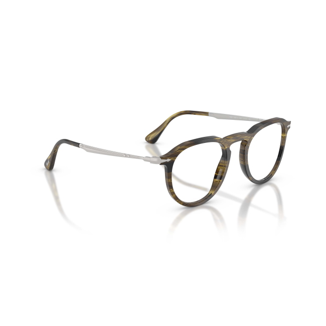 Persol PO 3387V Col.1237 Cal.51: occhiale da vista, calibro 51, colore 1237. Materiale/finitura celluloide striato nero e verde oliva, colore principale verde.