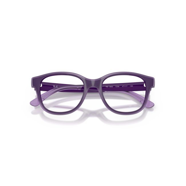 Ray-Ban Junior RB 1950 col. 7206 è una montatura da vista in acetato violetto su violetto trasparente e calibro 46.