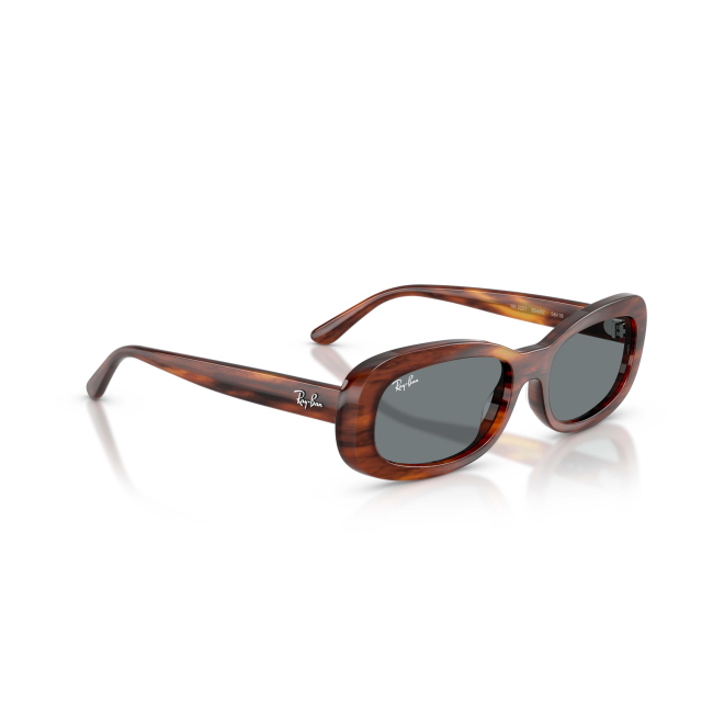 Ray-Ban RB 2221 Col.954/62 Cal.56: occhiale da sole, calibro 56, colore 954/62. Materiale/finitura celluloide marrone tartarugato striato, colore principale marroni, lenti blu.