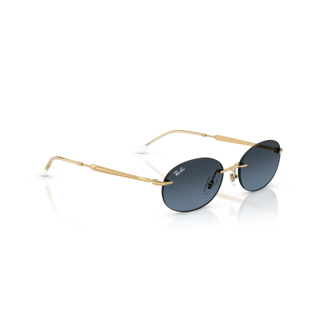 Ray-Ban RB 3767 Col.001/4C Cal.54: occhiale da sole, calibro 54, colore 001/4C. Materiale/finitura metallo oro, colore principale oro, lenti blu scuro sfumato grigio.