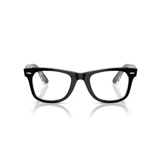 Ray-Ban RB 4340V WAYFARER Col.2034 Cal.50: occhiale da vista, calibro 50, colore 2034. Materiale/finitura celluloide nero lucido su trasparente, colore principale nero.