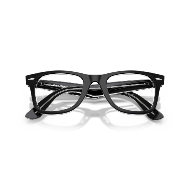 Ray-Ban RB 4340V WAYFARER Col.2034 Cal.50: occhiale da vista, calibro 50, colore 2034. Materiale/finitura celluloide nero lucido su trasparente, colore principale nero.