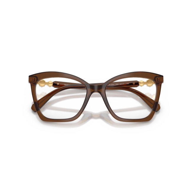 Swarovski SK 2053 col. 1084 è una montatura da vista da donna in acetato marrone trasparente, dalla forma cat eye e calibro 54.