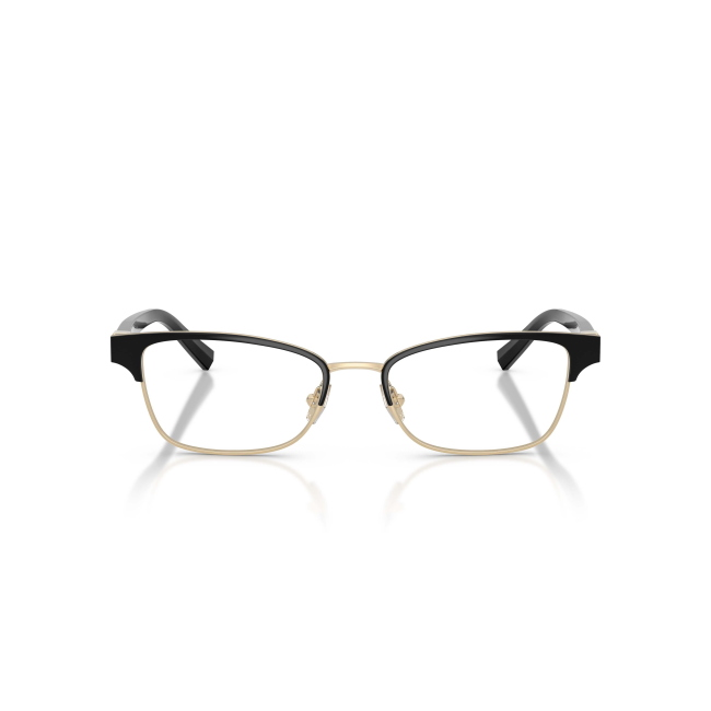 Tiffany & Co. TF 1168 col. 6164 è una montatura da vista da donna in acetato nero lucido su metallo oro pallido, dalla forma pillow e calibro 53.