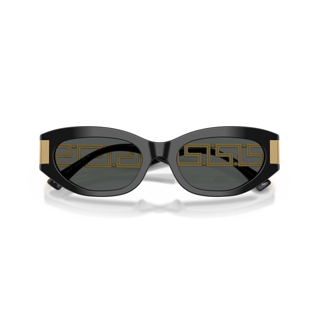 Versace VE 4501 Col.GB1/87 Cal.54: occhiale da sole, calibro 54, colore GB1/87. Materiale/finitura celluloide nero lucido, colore principale nero, lenti grigio scuro.