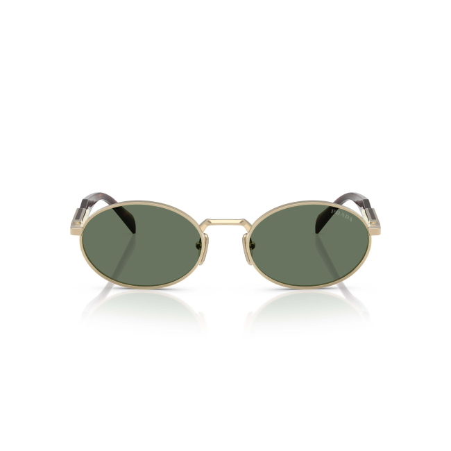Prada SPR 65Z Col.ZVN-70L Cal.55: occhiale da sole, calibro 55, colore ZVN-70L. Materiale/finitura metallo oro pallido, colore principale oro, lenti verde scuro.