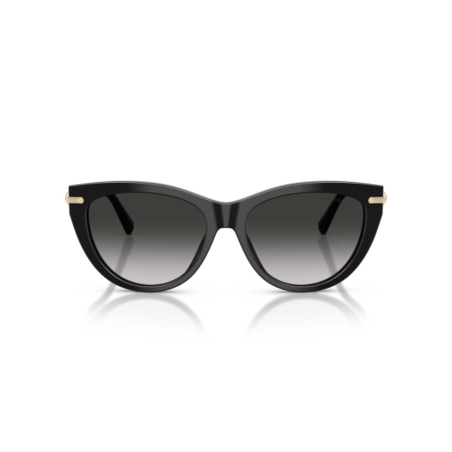 Tiffany & Co. TF 4253 Col.8001/3C Cal.55: occhiale da sole, calibro 55, colore 8001/3C. Materiale/finitura celluloide nero lucido, colore principale nero, lenti grigie sfumate.