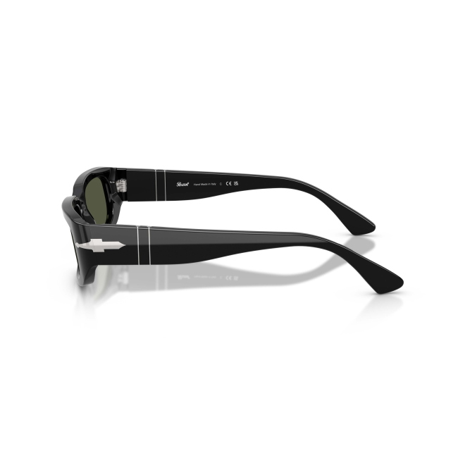 Persol PO 3385S Col.95/31 Cal.53: occhiale da sole, calibro 53, colore 95/31. Materiale/finitura celluloide nero lucido, colore principale nero, lenti verde.