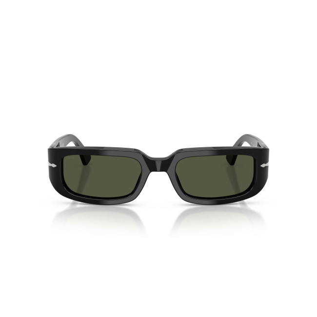 Persol PO 3385S Col.95/31 Cal.53: occhiale da sole, calibro 53, colore 95/31. Materiale/finitura celluloide nero lucido, colore principale nero, lenti verde.