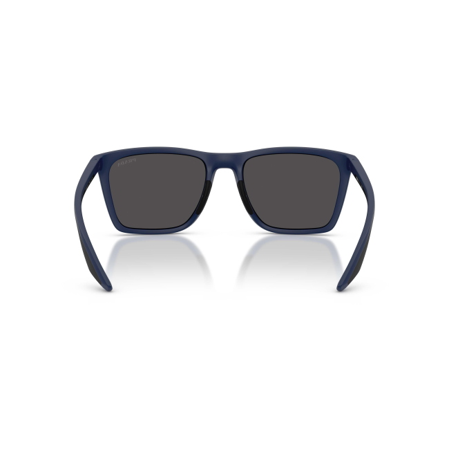 Prada Linea Rossa SPS B08 Col.TFY-06F Cal.56: occhiale da sole, calibro 56, colore TFY-06F. Materiale/finitura celluloide blu satinato, colore principale blu, lenti grigio scuro.
