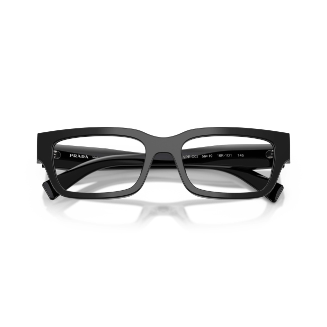 Prada VPR C02 Col.16K-1O1 Cal.56: occhiale da vista, calibro 56, colore 16K-1O1. Materiale/finitura celluloide nero lucido, colore principale nero.