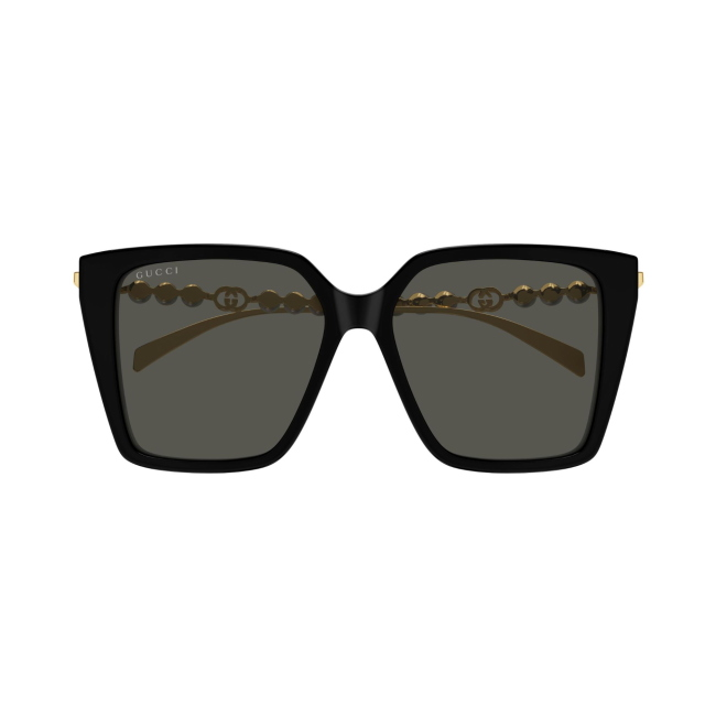 Gucci GG 1967 S col. 001 è un occhiale da sole da donna in acetato nero e aste metallo oro e calibro 54.