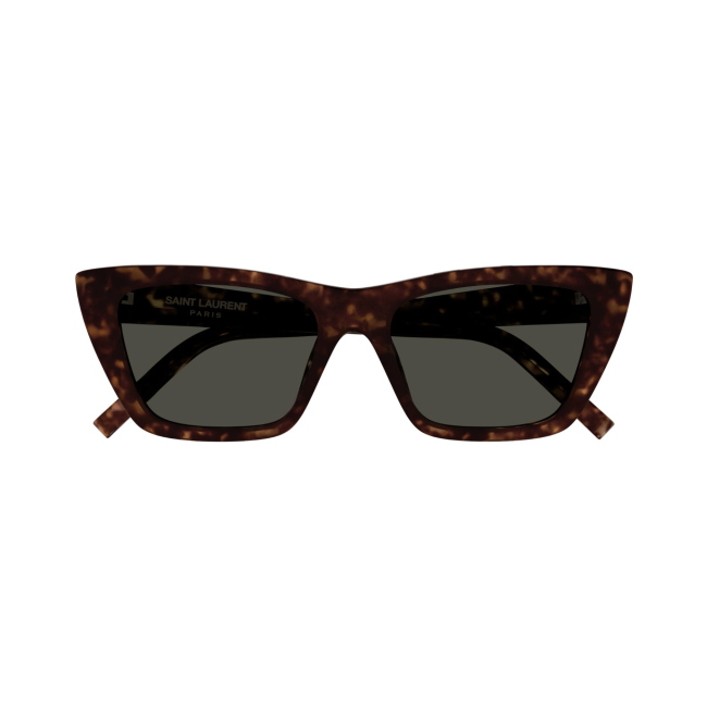 Saint Laurent SL 276 MICA col. 033 è un occhiale da sole da donna in acetato marrone tartarugato e calibro 55.