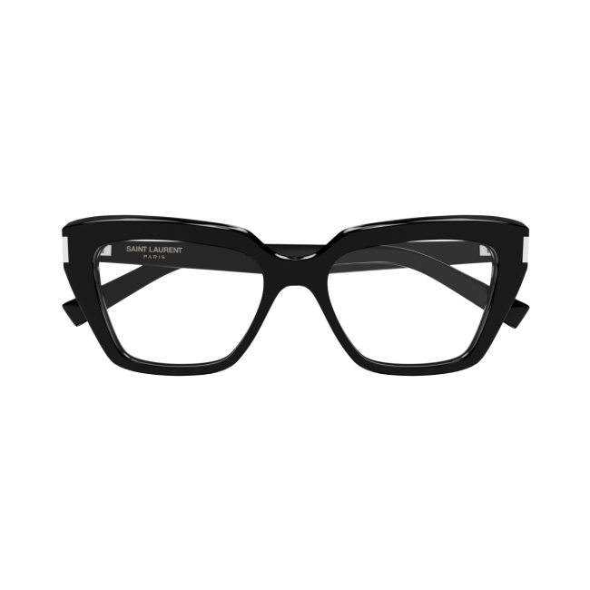 Saint Laurent SL 829 col. 001 è una montatura da vista da donna in acetato nero lucido e calibro 54.