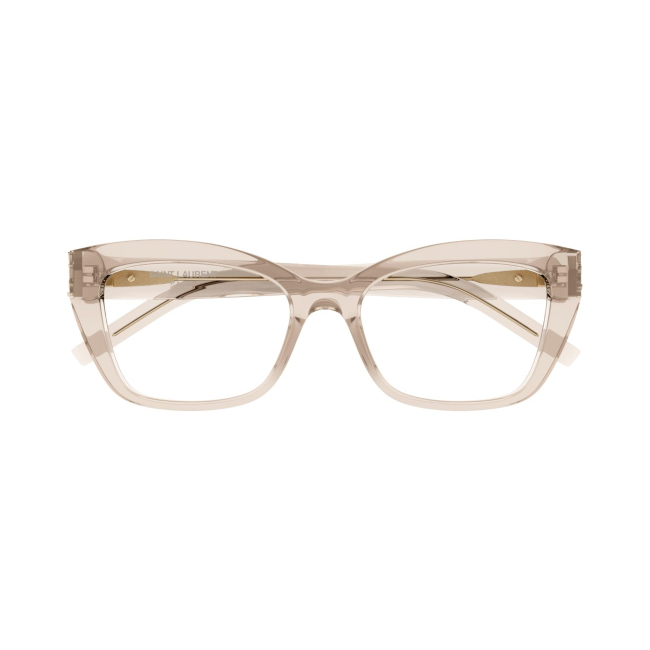 Saint Laurent SL M117 col. 004 è una montatura da vista da donna in acetato trasparente e calibro 53.