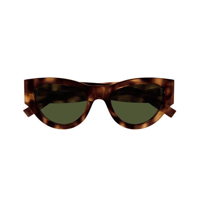 Saint Laurent SL M94 Col.003 Cal.53: occhiale da sole, calibro 53, colore 003. Materiale/finitura celluloide marrone tartarugato, colore principale marroni, lenti verde.