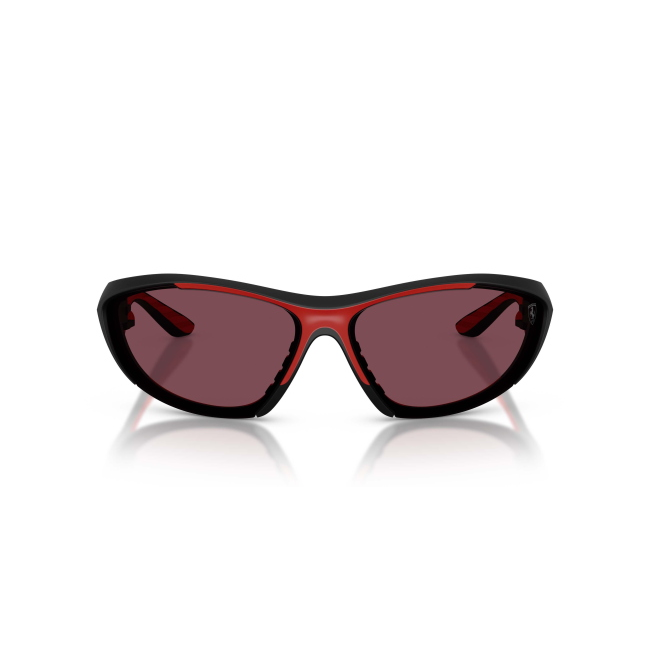 SCUDERIA FERRARI FZ 6029U Col.504/1E Cal.73: occhiale da sole, calibro 73, colore 504/1E. Materiale/finitura celluloide nero e rosso satinato, colore principale nero, lenti rosso.
