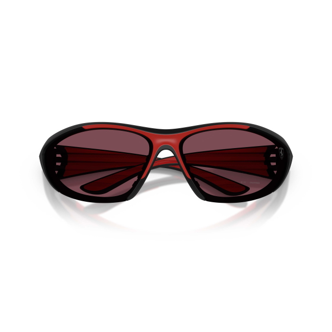 SCUDERIA FERRARI FZ 6029U Col.504/1E Cal.73: occhiale da sole, calibro 73, colore 504/1E. Materiale/finitura celluloide nero e rosso satinato, colore principale nero, lenti rosso.