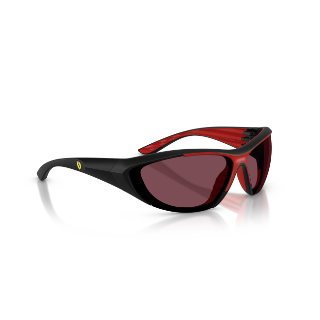 SCUDERIA FERRARI FZ 6029U Col.504/1E Cal.73: occhiale da sole, calibro 73, colore 504/1E. Materiale/finitura celluloide nero e rosso satinato, colore principale nero, lenti rosso.