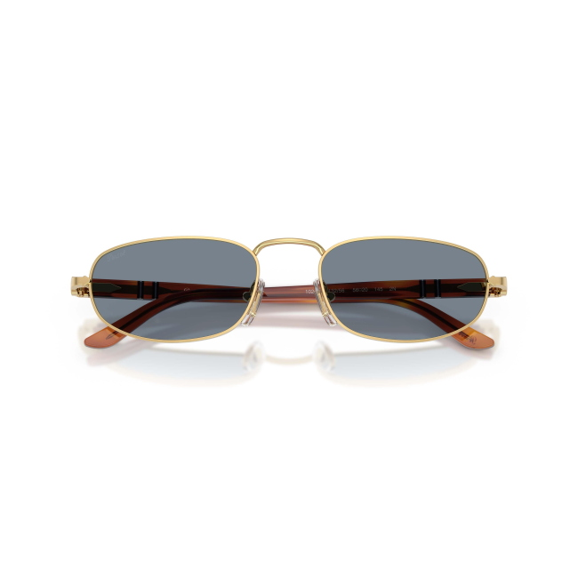 Persol PO 1028S Col.1132/56 Cal.56: occhiale da sole, calibro 56, colore 1132/56. Materiale/finitura metallo oro e celluloide marrone tartarugato, colore principale oro, lenti azzurro.