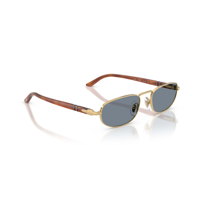 Persol PO 1028S Col.1132/56 Cal.56: occhiale da sole, calibro 56, colore 1132/56. Materiale/finitura metallo oro e celluloide marrone tartarugato, colore principale oro, lenti azzurro.