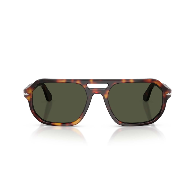 Persol PO 3393S GUIDO Col.24/31 Cal.56: occhiale da sole, calibro 56, colore 24/31. Materiale/finitura celluloide marrone tartarugato, colore principale marroni, lenti verde.