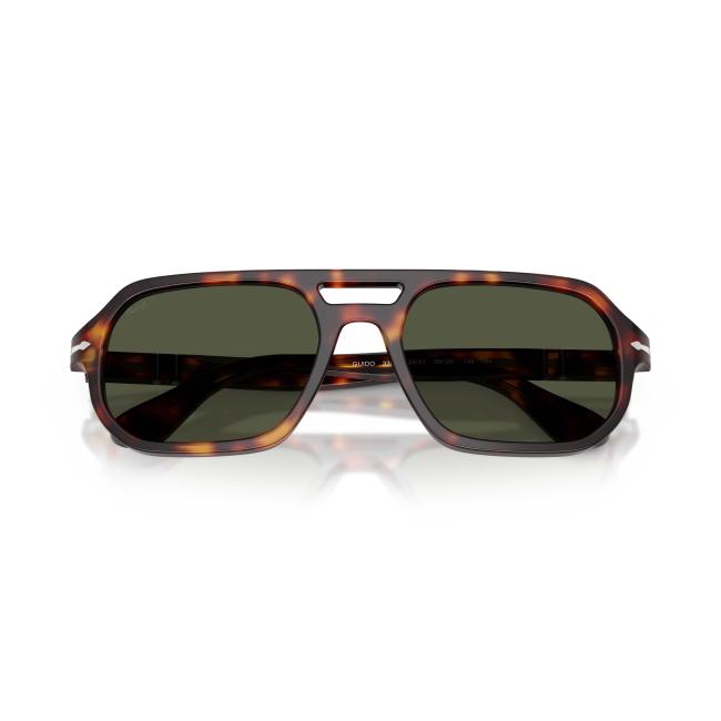 Persol PO 3393S GUIDO Col.24/31 Cal.56: occhiale da sole, calibro 56, colore 24/31. Materiale/finitura celluloide marrone tartarugato, colore principale marroni, lenti verde.