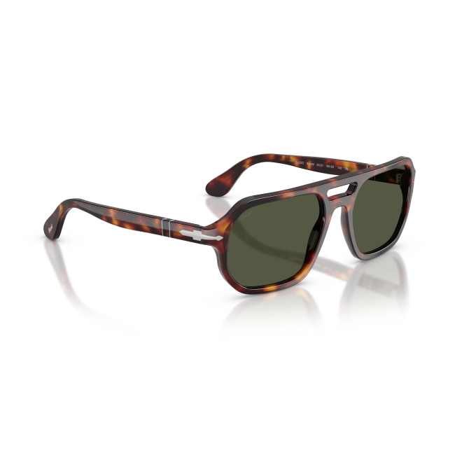Persol PO 3393S GUIDO Col.24/31 Cal.56: occhiale da sole, calibro 56, colore 24/31. Materiale/finitura celluloide marrone tartarugato, colore principale marroni, lenti verde.