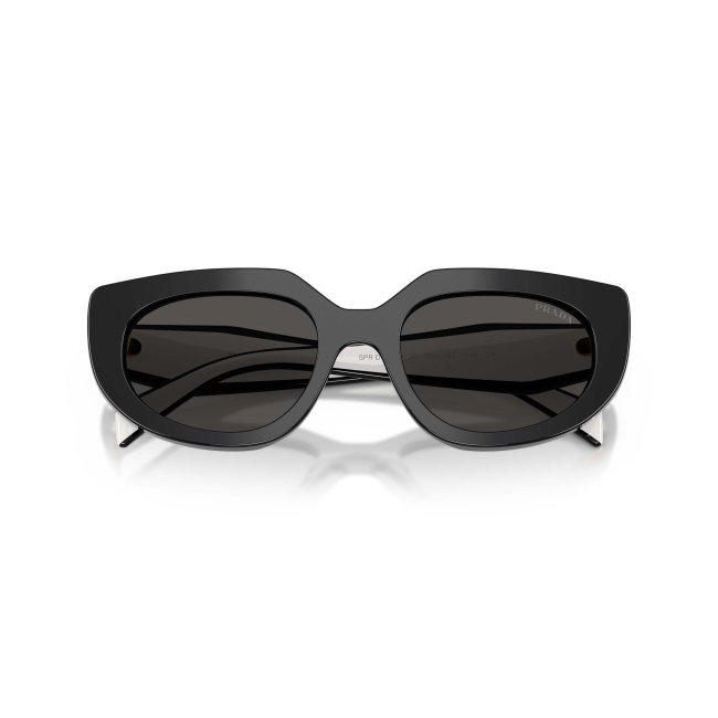 Prada SPR D02 Col.20G-08Z Cal.53: occhiale da sole, calibro 53, colore 20G-08Z. Materiale/finitura celluloide nero e bianco, colore principale nero, lenti grigio scuro.