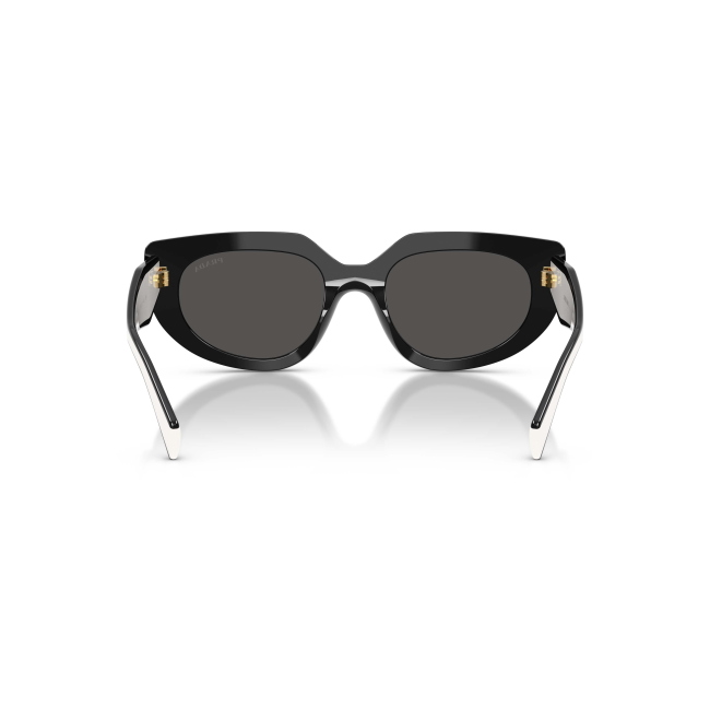 Prada SPR D02 Col.20G-08Z Cal.53: occhiale da sole, calibro 53, colore 20G-08Z. Materiale/finitura celluloide nero e bianco, colore principale nero, lenti grigio scuro.