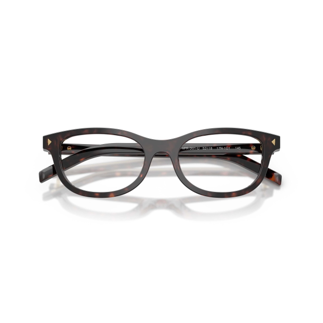 Prada VPR D01-U Col.17N-1O1 Cal.52: occhiale da vista, calibro 52, colore 17N-1O1. Materiale/finitura celluloide marrone tartarugato scuro, colore principale marroni.