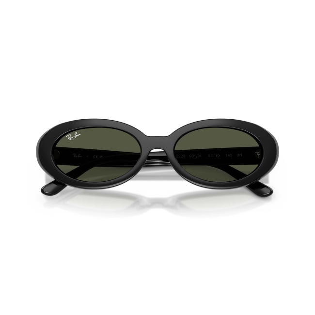 Ray-Ban RB 2223 Col.901/31 Cal.54: occhiale da sole, calibro 54, colore 901/31. Materiale/finitura celluloide nero lucido, colore principale nero, lenti grigio verde g15.
