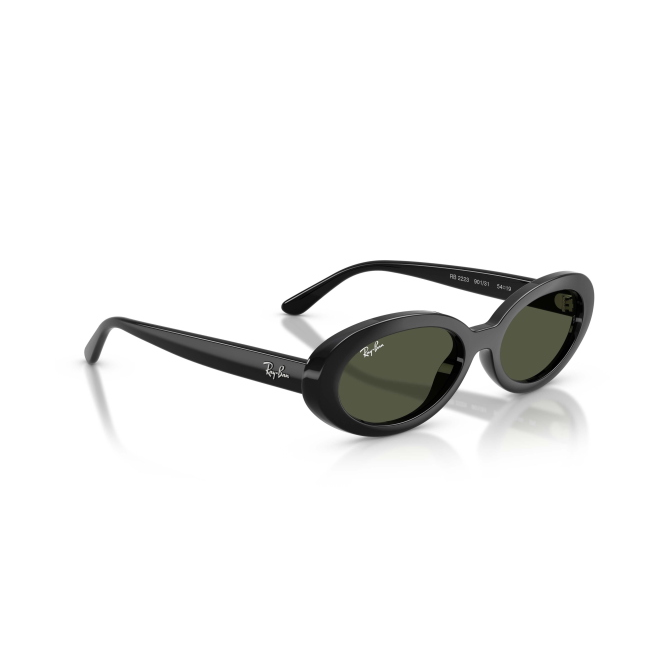 Ray-Ban RB 2223 Col.901/31 Cal.54: occhiale da sole, calibro 54, colore 901/31. Materiale/finitura celluloide nero lucido, colore principale nero, lenti grigio verde g15.