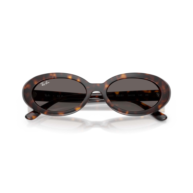 Ray-Ban RB 2223 Col.902/B1 Cal.54: occhiale da sole, calibro 54, colore 902/B1. Materiale/finitura celluloide marrone tartarugato, colore principale marroni, lenti grigio scuro.