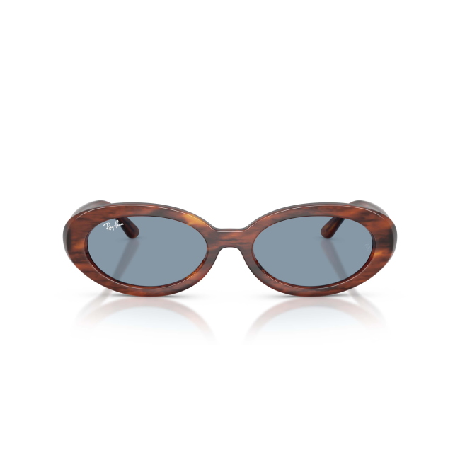 Ray-Ban RB 2223 Col.954/56 Cal.54: occhiale da sole, calibro 54, colore 954/56. Materiale/finitura celluloide marrone striato, colore principale marroni, lenti blu.
