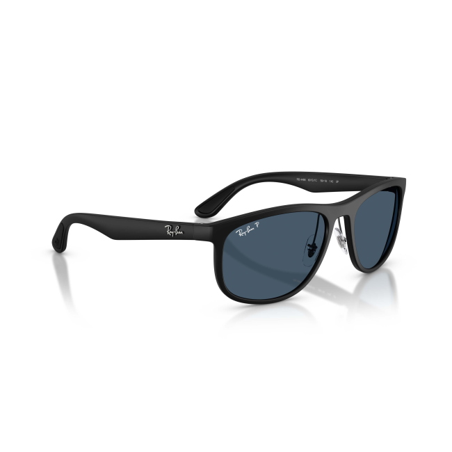 Ray-Ban RB 4468 Col.601-S/1C Cal.59: occhiale da sole, calibro 59, colore 601-S/1C. Materiale/finitura celluloide nero satinato, colore principale nero, lenti blu polarizzata.