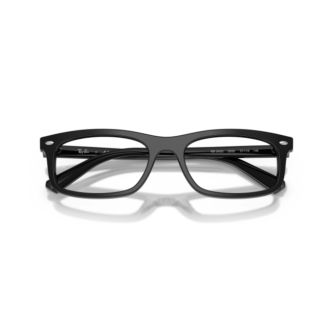 Ray-Ban RB 5450 col. 2000: montatura da vista in acetato NERO LUCIDO, calibro 56. Una variante curata nei dettagli e nelle proporzioni.
