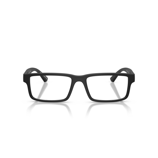 Emporio Armani EA 3278 col. 5001 è una montatura da vista da uomo in acetato nero satinato, dalla forma rettangolare e calibro 55.