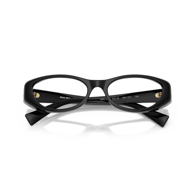 Miu Miu VMU 03Z Col.16K-1O1 Cal.55: occhiale da vista, calibro 55, colore 16K-1O1. Materiale/finitura celluloide nero lucido, colore principale nero.