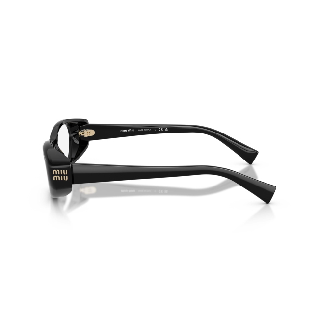 Miu Miu VMU 03Z Col.16K-1O1 Cal.55: occhiale da vista, calibro 55, colore 16K-1O1. Materiale/finitura celluloide nero lucido, colore principale nero.