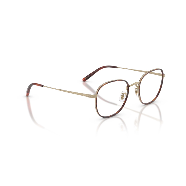 Oliver Peoples OV 1375T MEHR col. 5035 è una montatura da vista in titanio oro e mogano scuro e calibro 50.