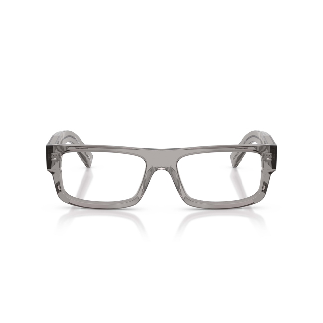 Prada VPR D06 col. 16Z-1O1 è una montatura da vista in acetato grigio trasparente e calibro 55.