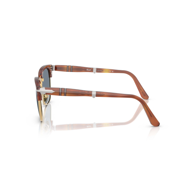 Persol PO 3375S Col.96/56 Cal.52: occhiale da sole, calibro 52, colore 96/56. Materiale/finitura celluloide terra di siena, colore principale marroni, lenti azzurro.