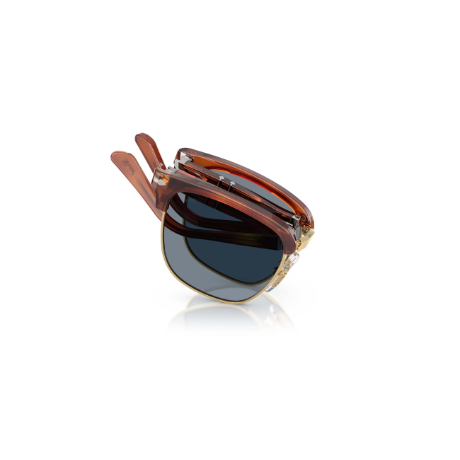 Persol PO 3375S Col.96/56 Cal.52: occhiale da sole, calibro 52, colore 96/56. Materiale/finitura celluloide terra di siena, colore principale marroni, lenti azzurro.