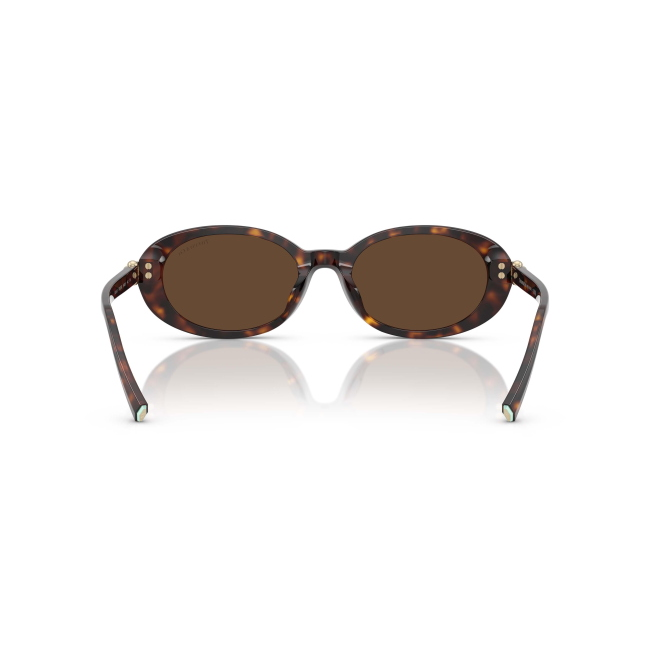 Tiffany & Co. TF 4242D col. 8015/3G è un occhiale da sole da donna in acetato marrone tartarugato, dalla forma ovale e calibro 54.