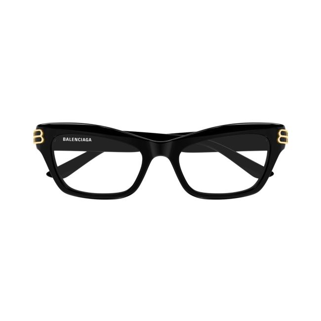 Balenciaga BB 0435 O Col.001 Cal.54: occhiale da vista, calibro 54, colore 001. Materiale/finitura celluloide nero lucido, colore principale nero.