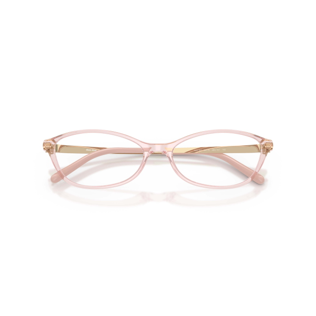 Miu Miu MU 05ZV 26Q1O1: occhiale da vista donna ovale in acetato rosa trasparente, calibro 54, con aste in metallo. Predisposto per lenti graduate.
