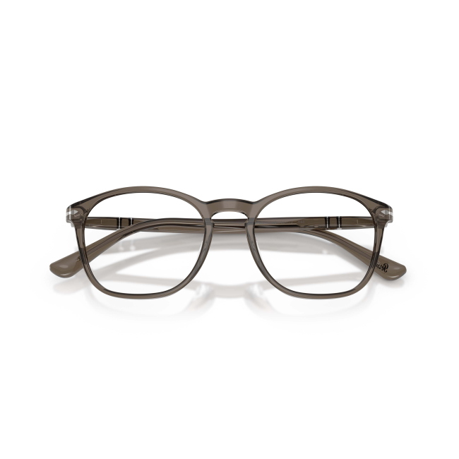 Persol PO 3007VX col. 1103 è una montatura da vista in acetato grigio scuro trasparente e calibro 52.