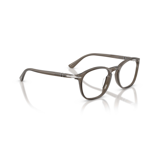 Persol PO 3007VX col. 1103 è una montatura da vista in acetato grigio scuro trasparente e calibro 52.