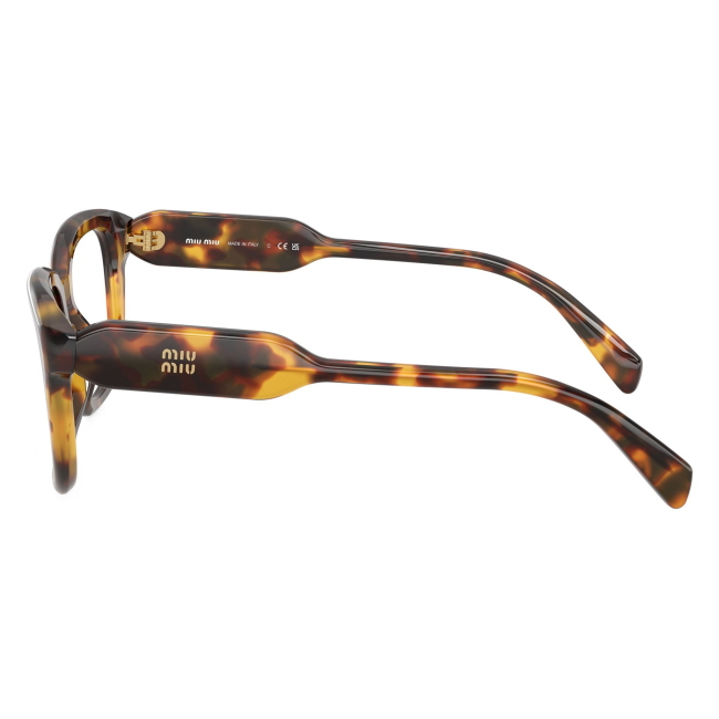 Miu Miu VMU 02Z 14L-1O1: occhiale da vista da donna dalla forma rettangolare in acetato Havana Miele, calibro 53.